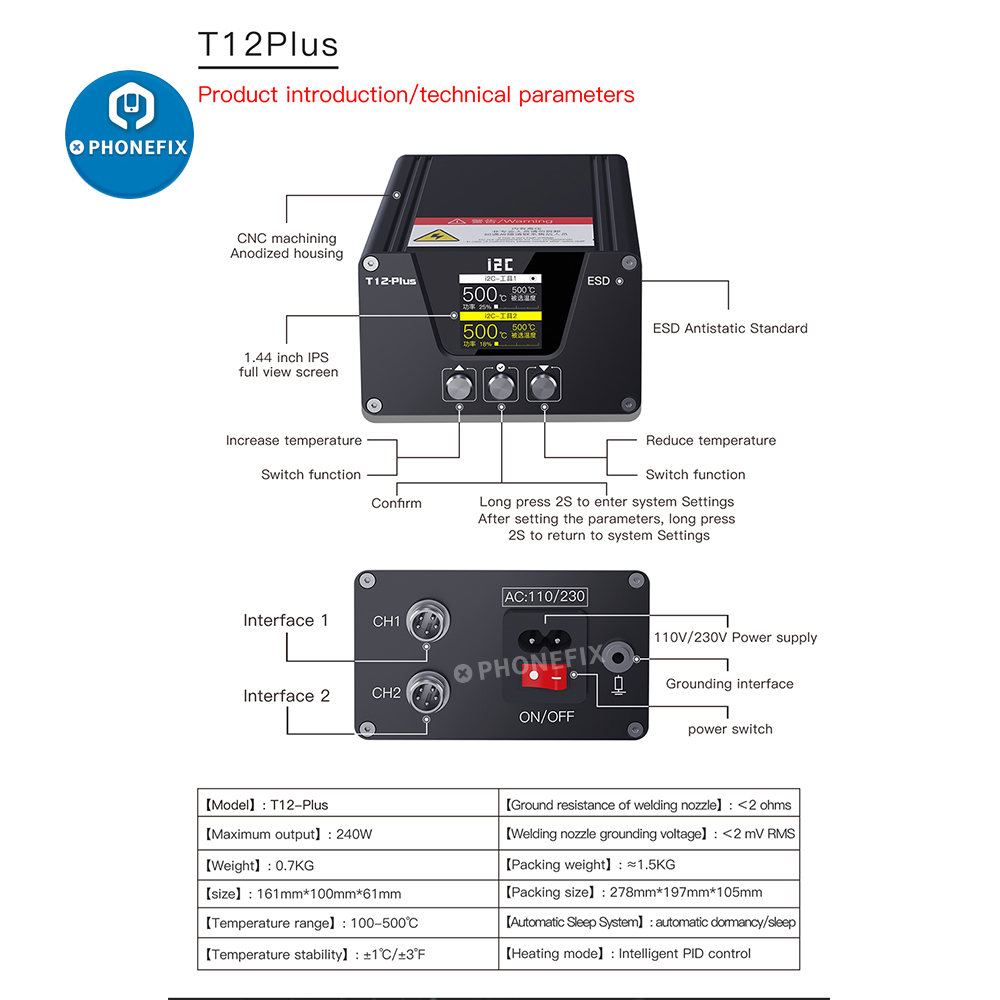 I2C T12 PLUS Xử Lý Kép Bộ Hàn  - đánh giá và giá Electronics Repair Plus